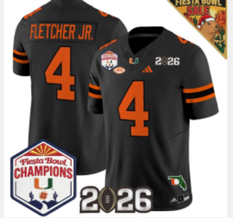 Men 2026 Miami Hurricanes #4 Fletcher jr Black 3th generations Limited NCAA Jersey 0012->ncaa teams->NCAA Jersey